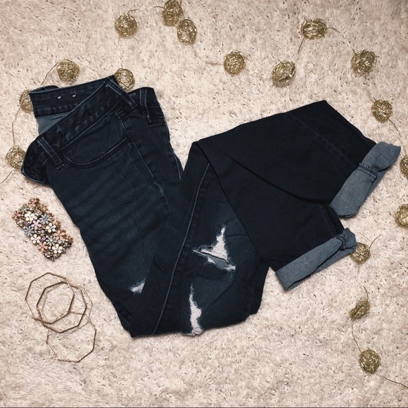 dark wash ripped jeggings - Picture 1 of 7